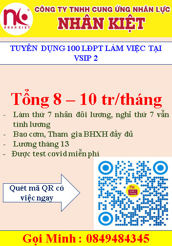 Nhà Cái Cá Cược Uy Tín 【King88 Vina】 tuyển dụng 100 LĐPT làm điện tử tại Vsip 2