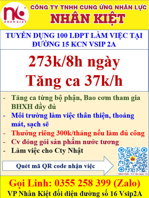 Nhà cái 88 King88 TUYỂN 100 LĐPT LÀM DÁN TEM Ở ĐƯỜNG 15 VISIP2A