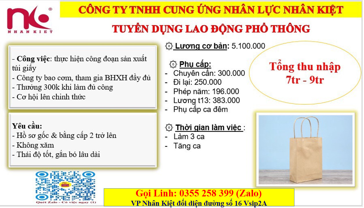 Nhà cái 88 King88 TUYỂN 100 LĐPT LÀM BAO BÌ GIẤY TẠI VSIP2