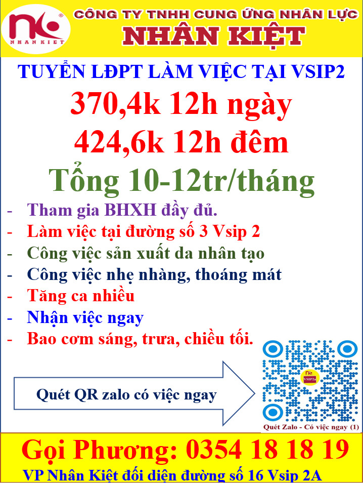 Tuyển 100 LĐPT Kinh 88 khuyến mãi hấp dẫn nhất tại Vsip2 BKS