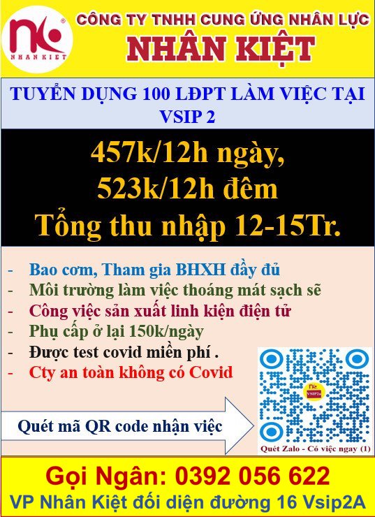 TUYỂN DỤNG King88 Nhà cái trực tuyến tốt nhất hiện nay PHỔ THÔNG LÀM ĐIỆN TỬ TẠI VSIP2A