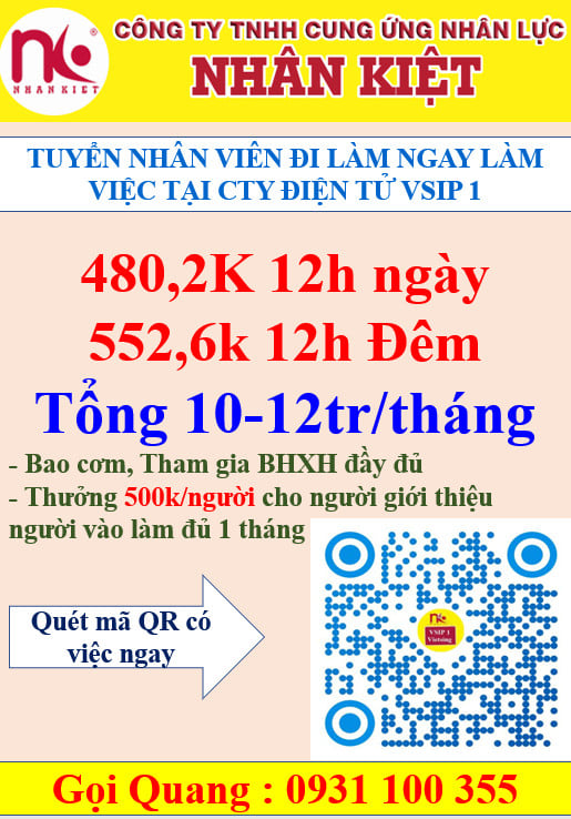 Nhà cái 88 King88 TUYỂN DỤNG 100 LĐPT LÀM TẠI VSIP 1 LƯƠNG CAO.