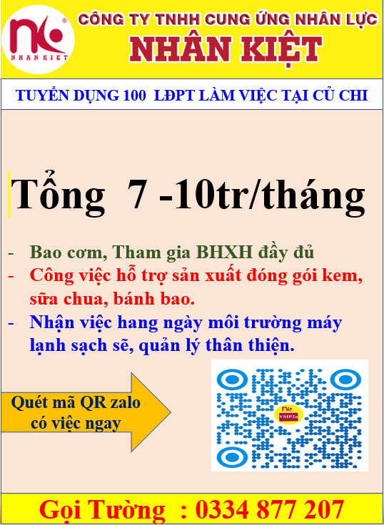 Nhà cái 88 King88 TUYỂN DỤNG 100 LĐPT TẠI CỦ CHI
