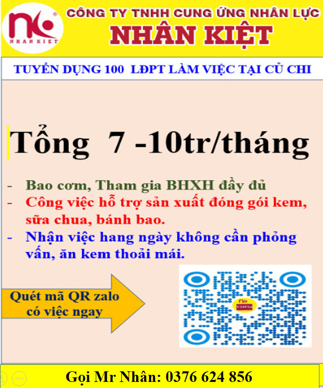 Nhà cái 88 King88 TUYỂN DỤNG 100 LĐPT TẠI CỦ CHI