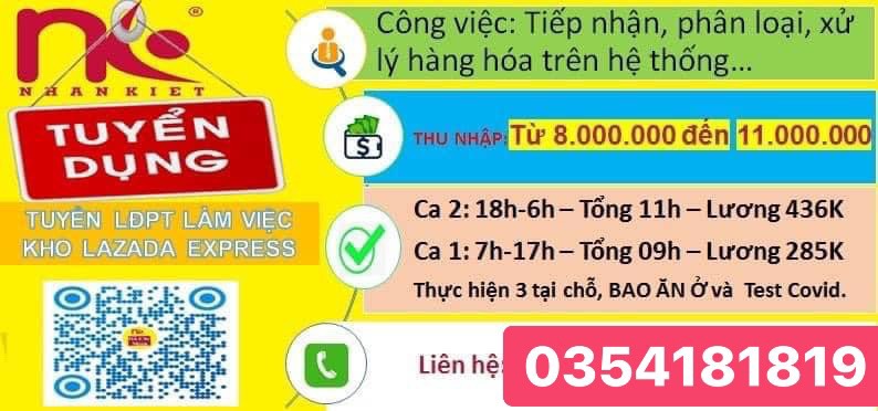 Tuyển 50 LĐPT Kinh 88 khuyến mãi hấp dẫn nhất tại kho Lazada KCN Tân Bình