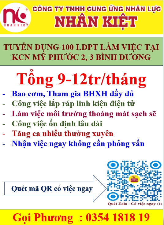 Nhà cái 88 King88 TUYỂN 100 LĐPT TẠI KCN MỸ PHƯỚC 3