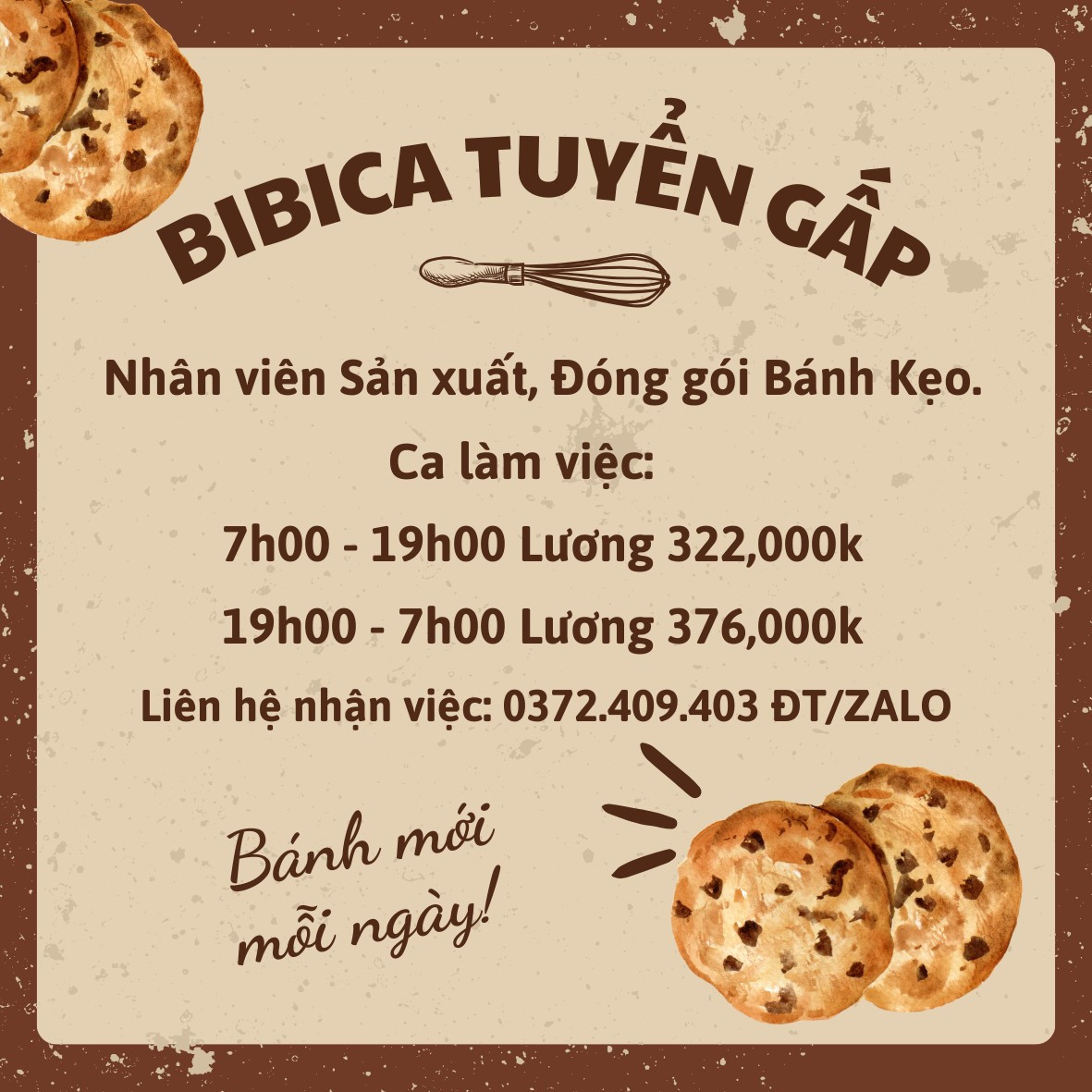 CÔNG TY SẢN XUẤT BÁNH KẸO BIBICA CẦN TUYỂN GẤP 50 LĐPT  (LƯƠNG TUẦN)