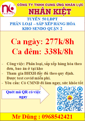 CẦN TUYỂN GẤP 20 LĐPT KHO QUẬN 2