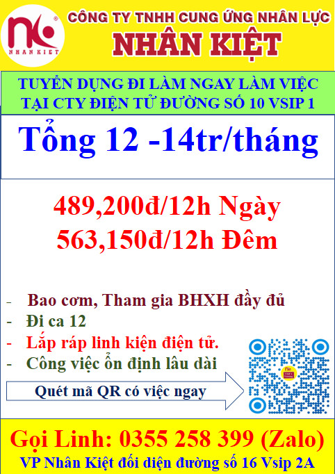 King88 Đăng Ký + 888k CẦN TUYỂN GẤP 100 LĐPT LÀM VIỆC TẠI VSIP1