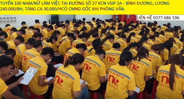 TUYỂN 100 LDPT KCN VSIP 2A
