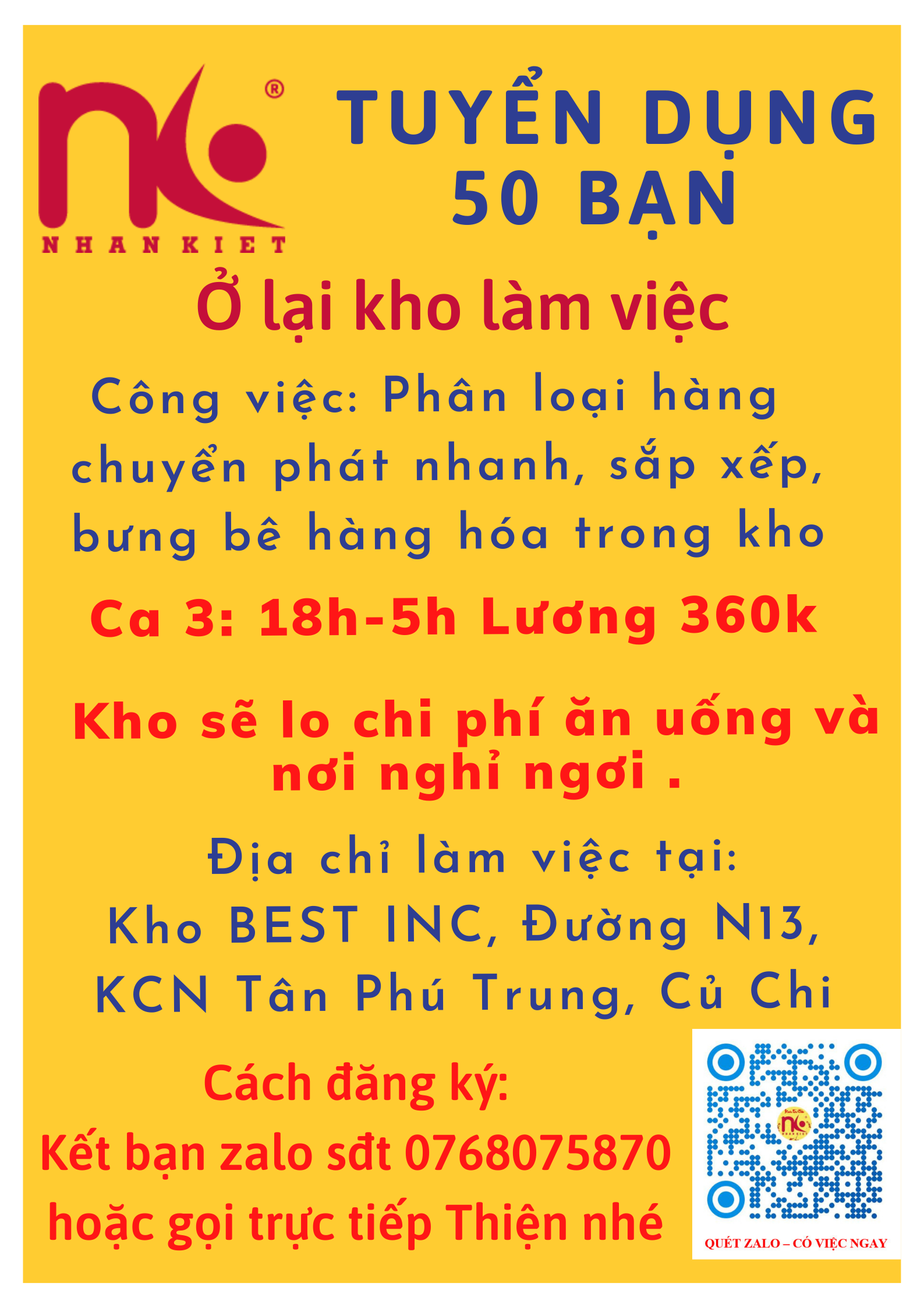 King88clb com Phiên Bản Mới 50 bạn Ở lại - Làm việc tại Kho BEST Củ Chi