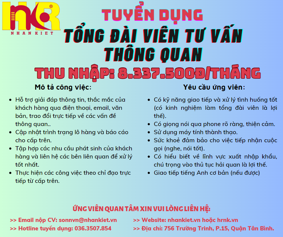 Công ty Nhà cái 88 King88 TUYỂN DỤNG - [TỔNG ĐÀI VIÊN TƯ VẤN THÔNG QUAN]