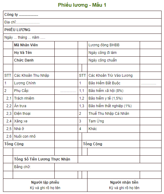 Giới thiệu về Phiếu lương (Bảng Lương, Bảng kê lương, Bảng lương cá nhân) tại Công ty Nhà Cái Cá Cược Uy Tín 【King88 Vina】
